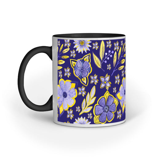 Violet Flowers Yellow Leaf | Violet | Mug - FairyBellsKart