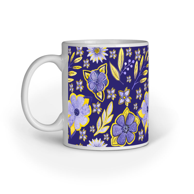 Violet Flowers Yellow Leaf | Violet | Mug - FairyBellsKart