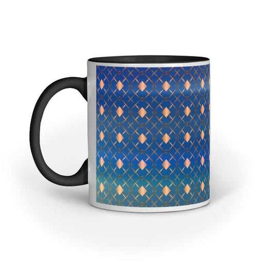 Geometric Rose Gold Pattern | Blue | Mug - FairyBellsKart