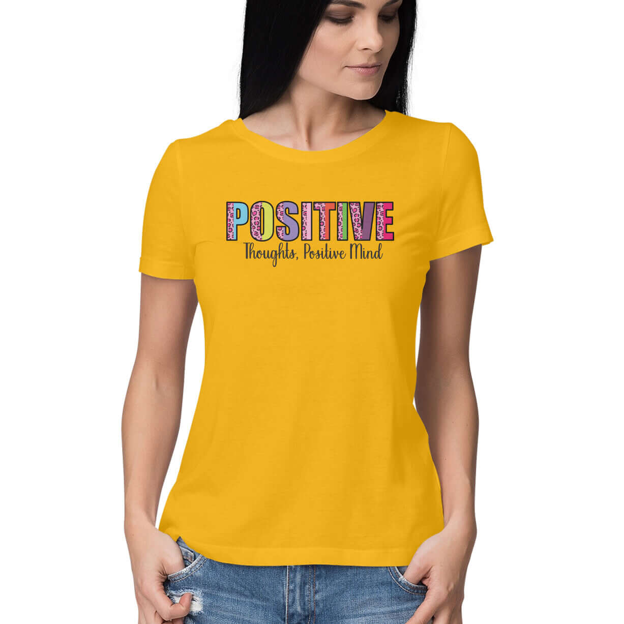 Positive Thoughts, Positive Mind | Leopard Print | Women's T-Shirt at FairyBellsKart