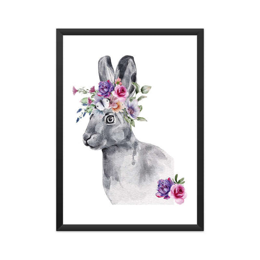 Rabbit Flowers Crown Head | Watercolor Portrait | Wall Art - FairyBellsKart