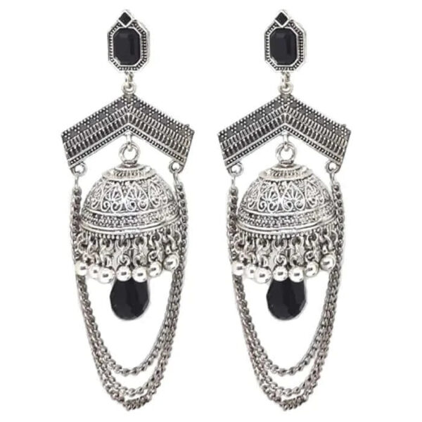 Oxidised Earrings Jewellery with Black Studded Stone | FBK91131E - FairyBellsKart