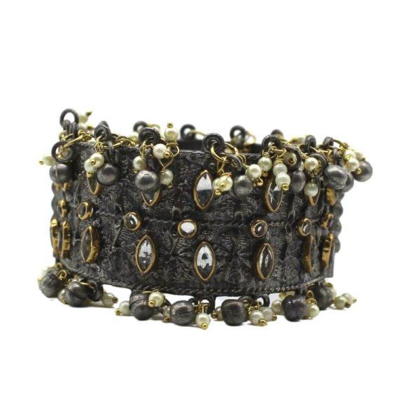 Dual Tone Oxidised Bracelet Jewellery | Kundan | FBK911B01 - FairyBellsKart