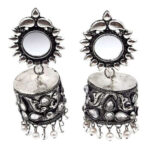 Oxidised  Mirror Earrings  with Studded Stone Jewellery | FBK911A5E - FairyBellsKart