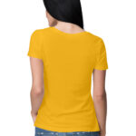 Women's Half Sleeve Round Neck Curved T-Shirt | Golden Yellow - FairyBellsKart