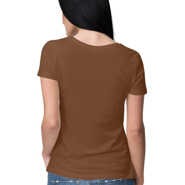 Women's Half Sleeve Round Neck Curved T-Shirt | Coffee Brown - FairyBellsKart