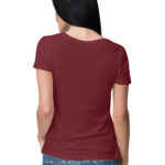 Women's Half Sleeve Round Neck Curved T-Shirt | Maroon - FairyBellsKart