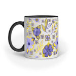 Violet Flowers Yellow Leaf | White | Mug - FairyBellsKart