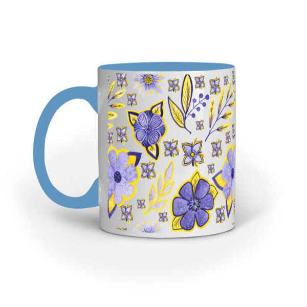 Violet Flowers Yellow Leaf | White | Mug - FairyBellsKart