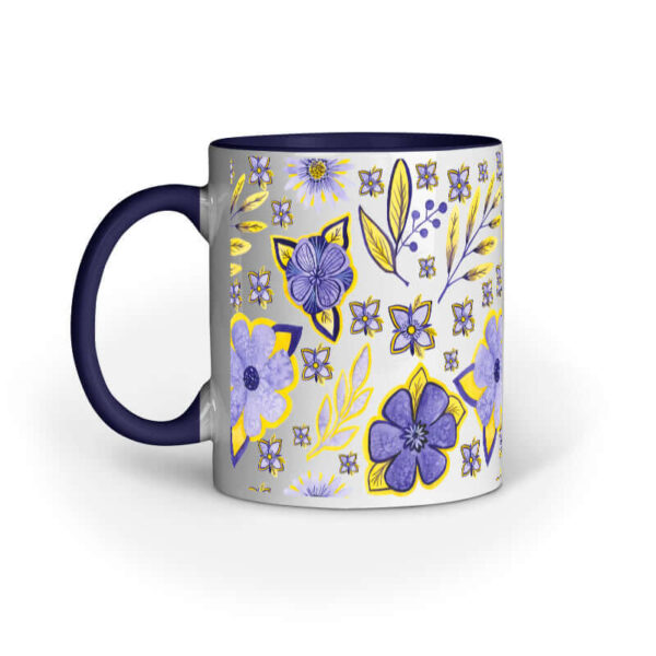 Violet Flowers Yellow Leaf | White | Mug - FairyBellsKart
