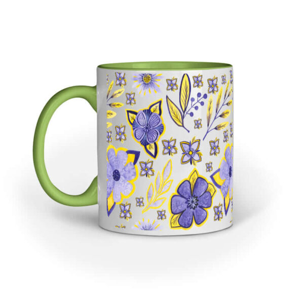 Violet Flowers Yellow Leaf | White | Mug - FairyBellsKart
