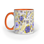 Violet Flowers Yellow Leaf | White | Mug - FairyBellsKart