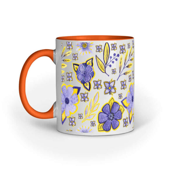 Violet Flowers Yellow Leaf | White | Mug - FairyBellsKart