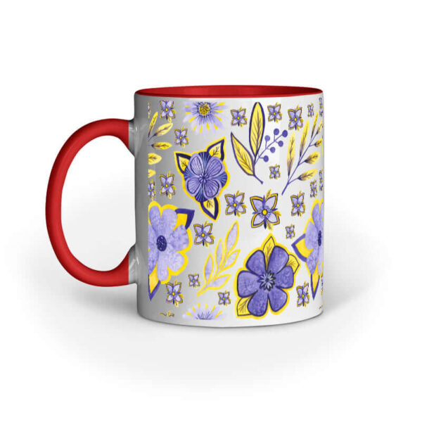 Violet Flowers Yellow Leaf | White | Mug - FairyBellsKart