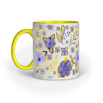 Violet Flowers Yellow Leaf | White | Mug at FairyBellsKart