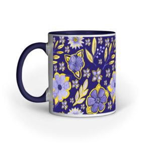 Violet Flowers Yellow Leaf | Violet | Mug - FairyBellsKart