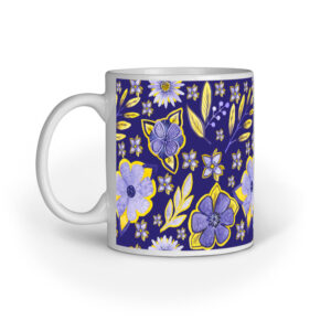 Violet Flowers Yellow Leaf | Violet | Mug - FairyBellsKart