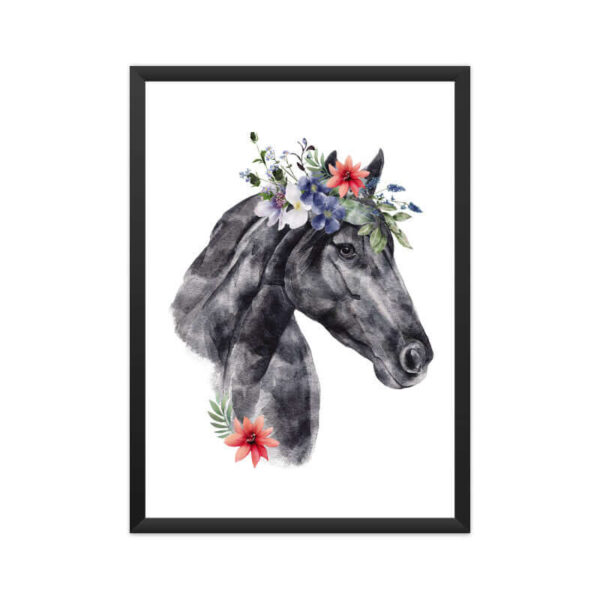 Horse Flowers Crown Head | Watercolor Portrait | Wall Art - FairyBellsKart