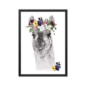 llama Flowers Crown Head | Watercolor Portrait | Wall Art - FairyBellsKart