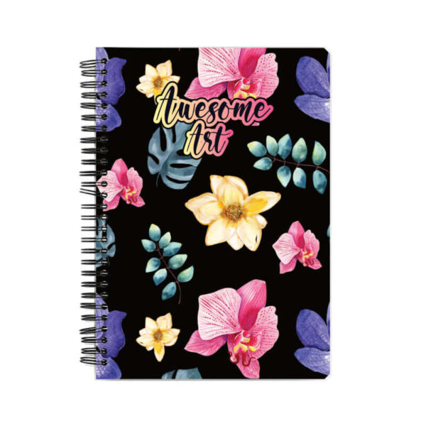 Awesome Art | Floral | Black | Notebook - FairyBellsKart