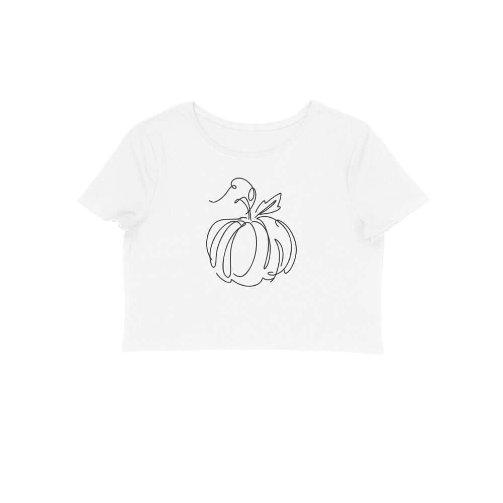 Pumpkin line art | Black | Crop Tops - FairyBellsKart