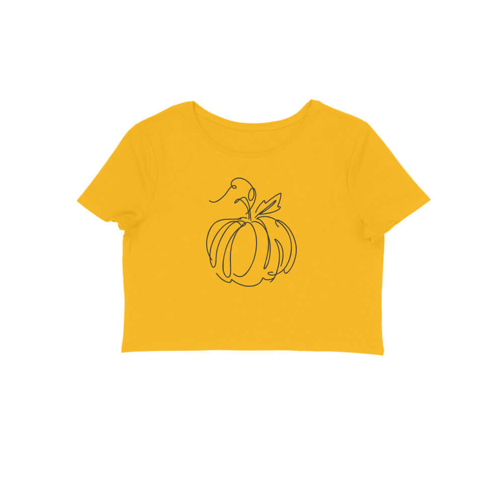 Pumpkin line art | Black | Crop Tops - FairyBellsKart