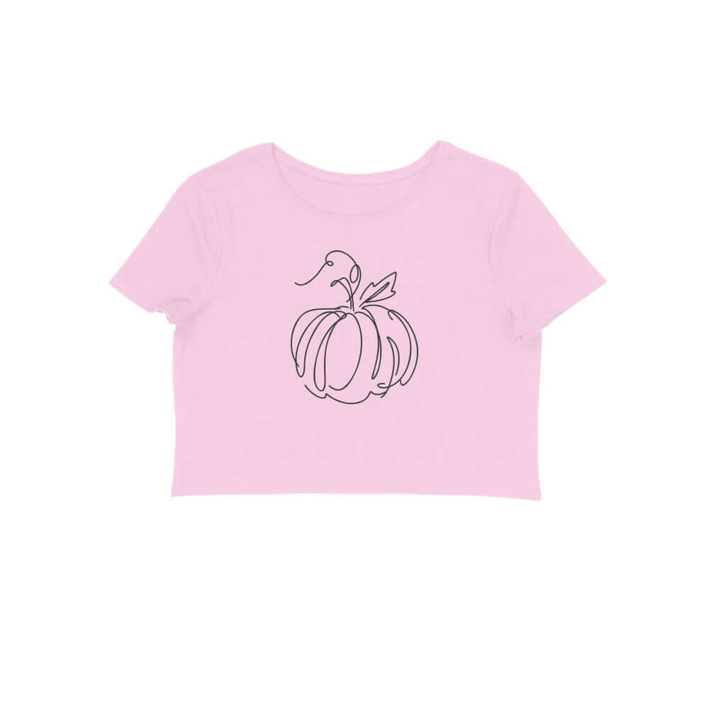 Pumpkin line art | Black | Crop Tops - FairyBellsKart