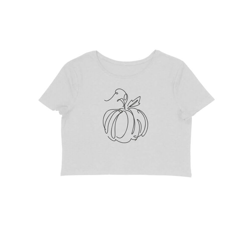 Pumpkin line art | Black | Crop Tops - FairyBellsKart