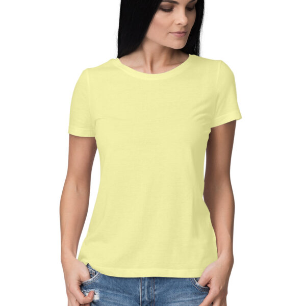 Women's Half Sleeve Round Neck Curved T-Shirt | Butter Yellow - FairyBellsKart