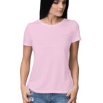 Women's Half Sleeve Round Neck Curved T-Shirt | Pink - FairyBellsKart