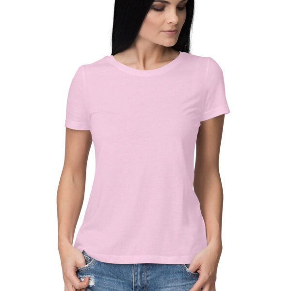 Women's Half Sleeve Round Neck Curved T-Shirt | Pink - FairyBellsKart