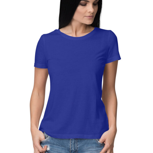 Women's Half Sleeve Round Neck Curved T-Shirt | Royal Blue - FairyBellsKart