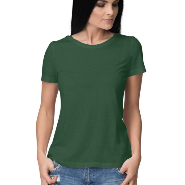 Women's Half Sleeve Round Neck Curved T-Shirt | Olive Green - FairyBellsKart