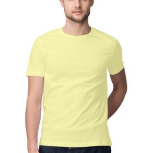 Men's Half Sleeve Round Neck Regular Fit T-Shirt | Butter Yellow - FairyBellsKart