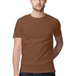 Men's Half Sleeve Round Neck Regular Fit T-Shirt | Coffee Brown - FairyBellsKart