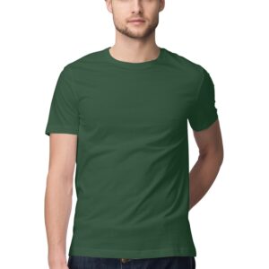 Men's Half Sleeve Round Neck Regular Fit T-Shirt | Olive Green - FairyBellsKart