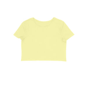 Women's Half Sleeve Round Neck Curved Crop Top | Butter Yellow - FairyBellsKart