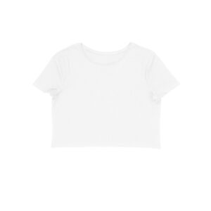 Women's Half Sleeve Round Neck Curved Crop Top | White - FairyBellsKart