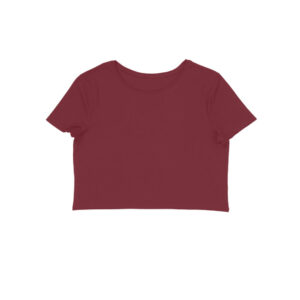 Women's Half Sleeve Round Neck Curved Crop Top | Maroon - FairyBellsKart