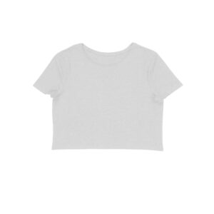 Women's Half Sleeve Round Neck Curved Crop Top | Melange Grey - FairyBellsKart