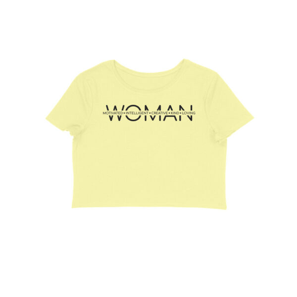 Woman Motivated Intelligent Creative | Black | Crop Tops - FairyBellsKart