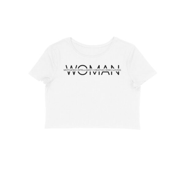 Woman Motivated Intelligent Creative | Black | Crop Tops - FairyBellsKart